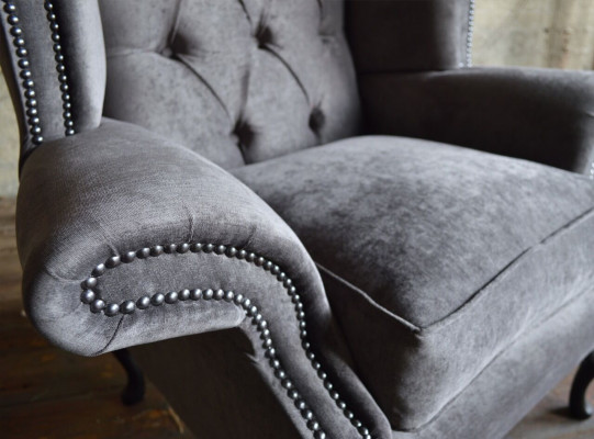 Chesterfield fauteuil televisie bank 1-zits sofa textiele stof banken bekleding