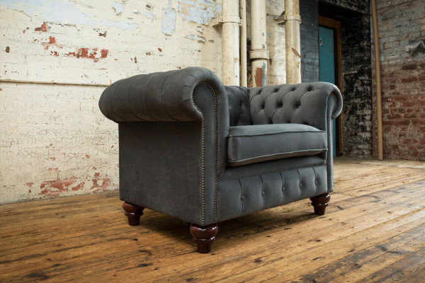 Chesterfield Design Fauteuil Bank Bekleding Luxe Textiel Banken 1-Zits Eénzitter