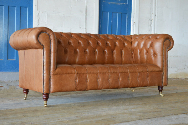 Chesterfield driezitsbank beklede sofa design sofa's banken leren bank nieuw