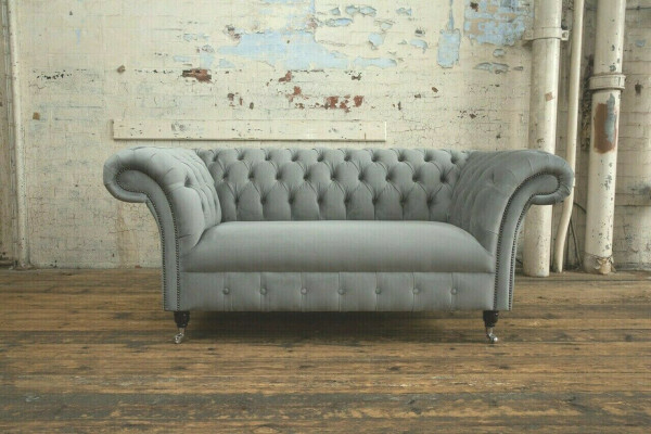 Chesterfield Luxe 2-zitsbank Sofa Bekleding Stofstoffen Bankstel Nieuw