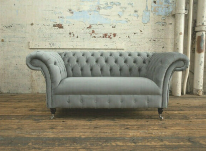 Chesterfield Luxe 2-zitsbank Sofa Bekleding Stofstoffen Bankstel Nieuw