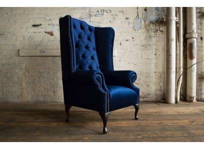 Chesterfield oorfauteuil fauteuil bank relax bekleding designer banken koningsblauw