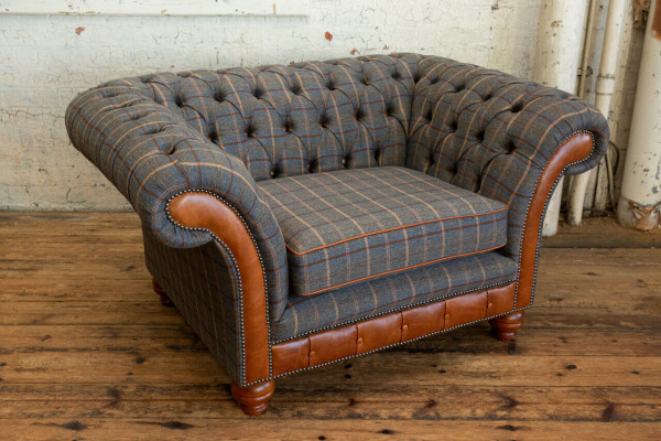 Fauteuil Bank Bekleding Sofa Textiel Chesterfield Banken 1,5-zits Eenzitter Bruin