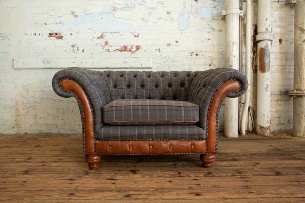Fauteuil Bank Bekleding Sofa Textiel Chesterfield Banken 1,5-zits Eenzitter Bruin