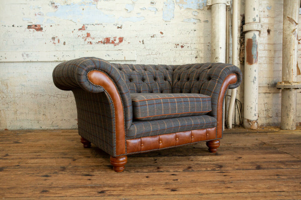 Fauteuil Bank Bekleding Sofa Textiel Chesterfield Banken 1,5-zits Eenzitter Bruin