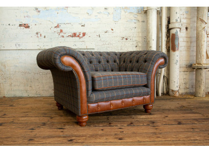 Fauteuil Bank Bekleding Sofa Textiel Chesterfield Banken 1,5-zits Eenzitter Bruin