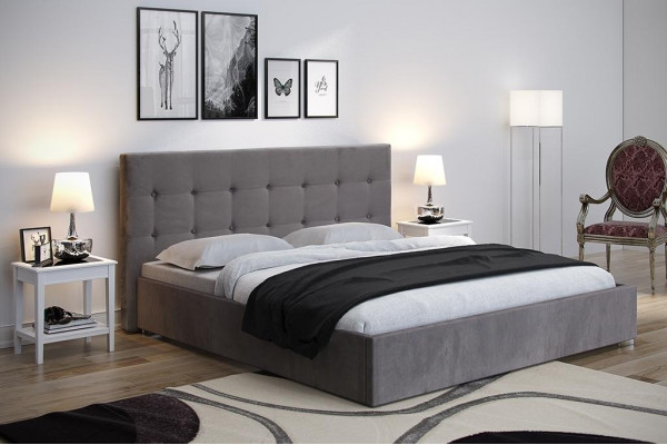 Beige 160x200 bed slaapkamer bedden textiel leer hotel luxe gestoffeerd groot nieuw