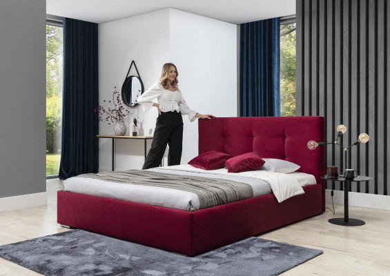 Bordaux 160x200 Bed Slaapkamer Bedden Textiel Leder Hotel Luxe Gestoffeerd Groot
