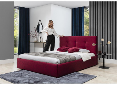 Bordaux 160x200 Bed Slaapkamer Bedden Textiel Leder Hotel Luxe Gestoffeerd Groot