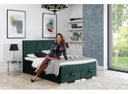 Hemels boxspringbed, tweepersoonsbed met matras en topper. Groene bedden.