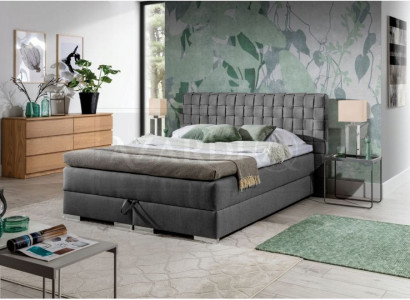 Bett Design Luxus Hotelbedden 200x200 cm Boxspringbed Textiel Grijs 200x200 cm nieuw
