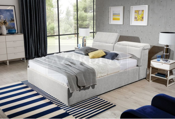Wit 180x200 bed slaapkamer bedden textiel leer hotel luxe bekleding groot.