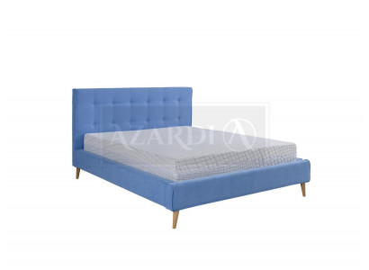 Chesterfield fluwelen tweepersoonsbed in een dubbele uitvoering, luxe design bedden, tweepersoons, blauw, nieuw.