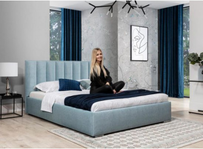 Blauw bed moderne bedstellen stoffering meubels luxe hotelbedden slaapkamer