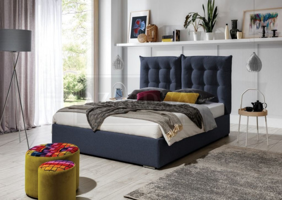 Blauw gestoffeerd bed Moderne bedframes Meubels Luxe hotelbedden Slaapkamer