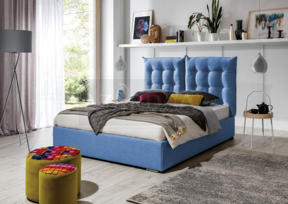 Blauw gestoffeerd bed Moderne bedframes Meubels Luxe hotelbedden Slaapkamer