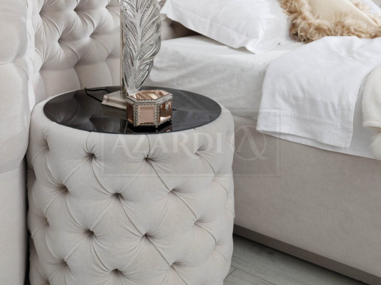 Chesterfield bijzettafel nachtkastje ronde nachtkastjes kast gestoffeerd 60cm