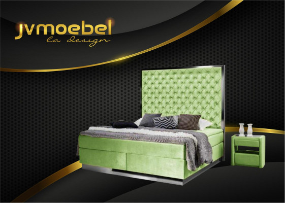 Boxspring bed slaapkamer set 3-delig textiel bed 2x nachtkastje design bedden nieuw