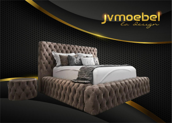 Bed 2x Nachtkastje 3-delig. Slaapkamer Set Ontwerp Meubels Modern Luxe Bedden Nieuw