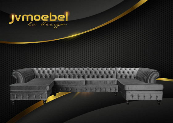 Chesterfield woonkamer bank woonlandschap xxl sofa banken stoffering hoek fluweel