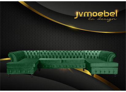 Chesterfield woonkamer bank woonlandschap xxl sofa banken stoffering hoek fluweel