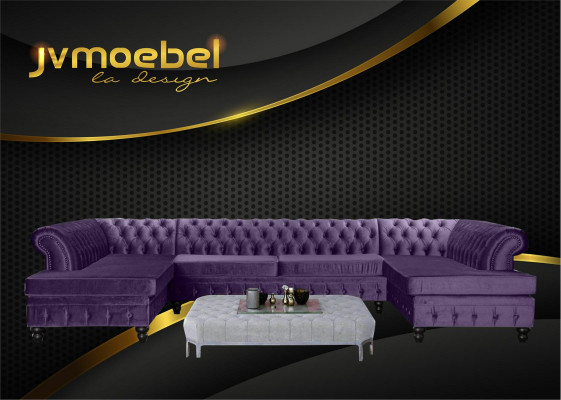 Chesterfield fluwelen hoekbank in U-vorm woonlandschap gestoffeerde hoek bank sofa's nieuw