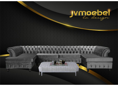 Chesterfield fluwelen hoekbank in U-vorm woonlandschap gestoffeerde hoek bank sofa's nieuw