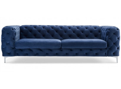 Chesterfield driezits blauw sofa woonkamer modern fluwelen meubels textiel stof nieuw