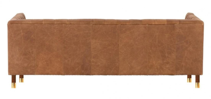Chesterfield Sofa Driezits Bruin XXL groot Meubilair Leer Woonkamer Modern Nieuw