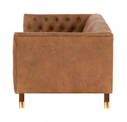 Chesterfield Sofa Driezits Bruin XXL groot Meubilair Leer Woonkamer Modern Nieuw
