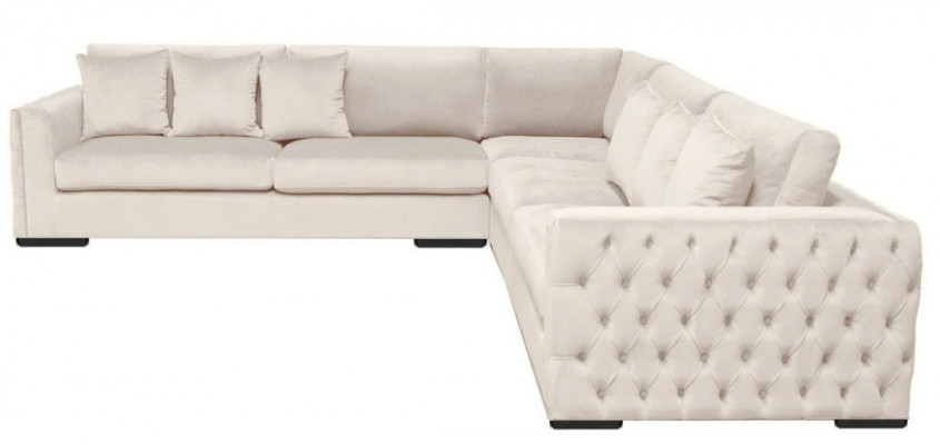 Hoekbank Beige Woonkamer Bankstel Hoekgarnituur Bekleding Fluweel Meubel Design Stof Nieuw