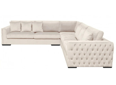 Hoekbank Beige Woonkamer Bankstel Hoekgarnituur Bekleding Fluweel Meubel Design Stof Nieuw