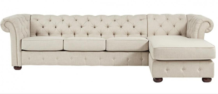 Hoekbank Beige Woonlandschap Bank Hoekopstelling Bekleding Chesterfield Meubel Design
