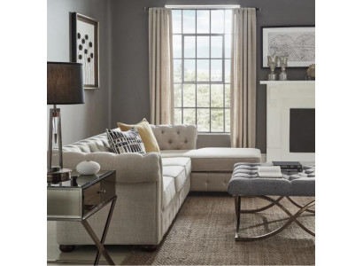 Hoekbank Beige Woonlandschap Bank Hoekopstelling Bekleding Chesterfield Meubel Design