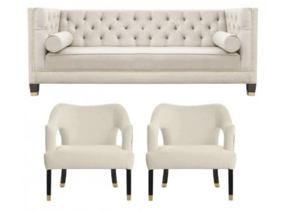 Beige Chesterfield Bank Fluwelen Sofa Sofaset banken Sofa’s Bekleding 311 Zitplaatsen