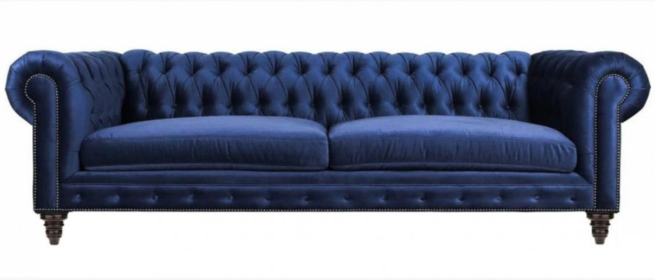 Blauwe Chesterfield driezitsbank modern design banken sofa meubelstoffering nieuwe stoffen sofa's.