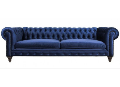 Blauwe Chesterfield driezitsbank modern design banken sofa meubelstoffering nieuwe stoffen sofa's.