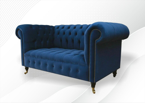Klassieke Textielbank - Fluwelen Chesterfield Stof Sofa 2-Zits Nieuw jvmoebel ®