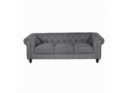 Bank Grijs Chesterfield Kantoor Sofa Ontvangstruimte Banken Leder Textiel Nieuw jvmoebel ®