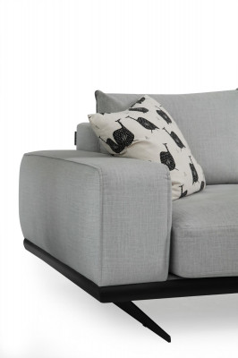 Tweezitsbank 2-zitter Stof Grijs Modern Design Woonkamer Polyester