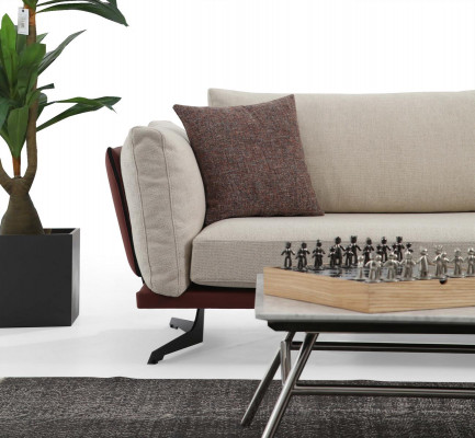 Tweezitsbank 2-zits stof beige modern design woonkamer luxe