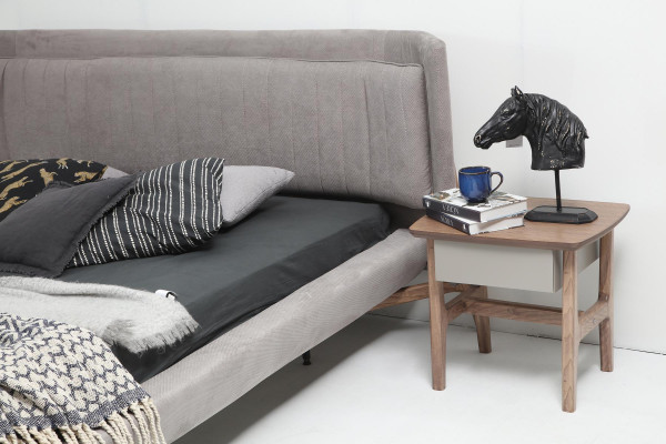 Bed bedframe tweepersoonsbed stof modern grijs slaapkamer dubbel nieuw