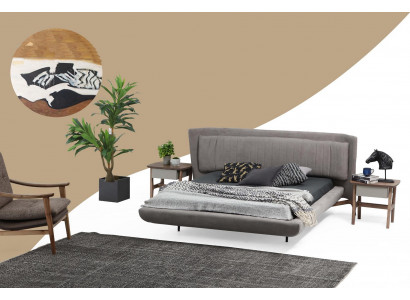 Bed bedframe tweepersoonsbed stof modern grijs slaapkamer dubbel nieuw