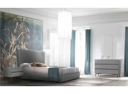 Luxe slaapkamerbed designmeubels tweepersoonsbed grijs textiel bedden hout nieuw