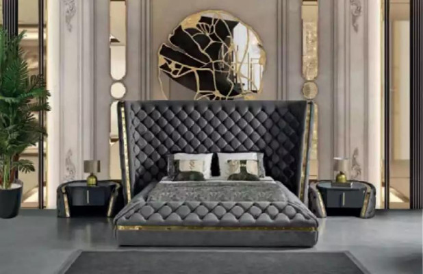 Chesterfield slaapkamer set bed 2x nachtkastjes kaptafel kast 5-delig