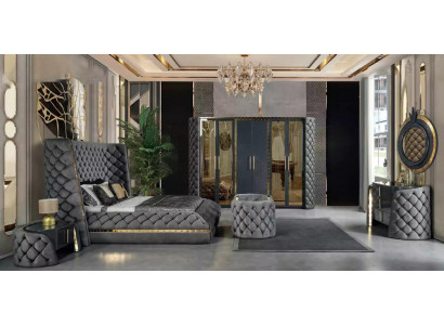 Chesterfield slaapkamer set bed 2x nachtkastjes kaptafel kast 5-delig