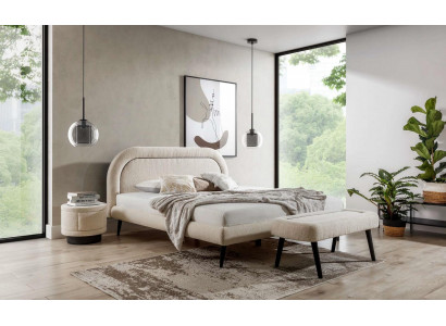 Slaapkamer set Wit Bed Elegant 2x Nachtkastjes Luxe Kruk Modern.