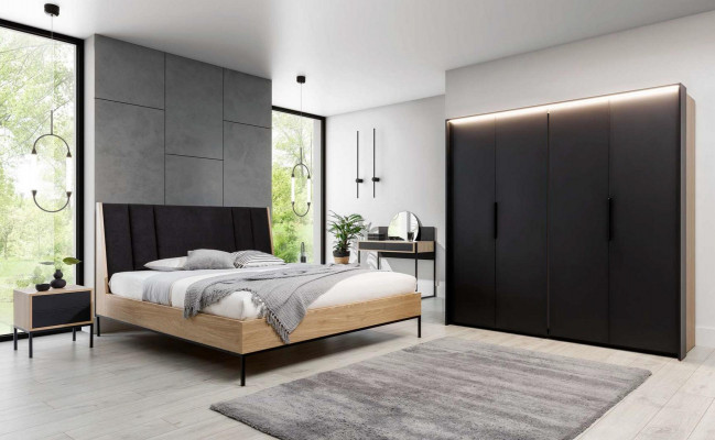 Slaapkamer set beige Bed 2x nachtkastjes Kast Kaptafel Luxe Nieuw 5 delig.