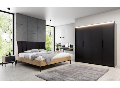 Slaapkamer set beige Bed 2x nachtkastjes Kast Kaptafel Luxe Nieuw 5 delig.