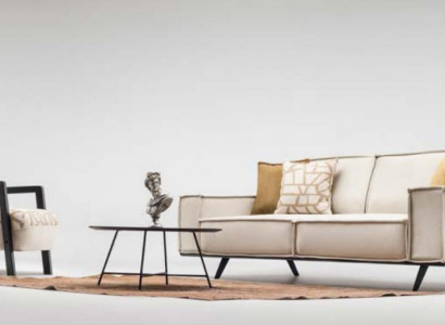 Complete bank stoffen tweezitsbanken fauteuil beige gestoffeerde bank modern